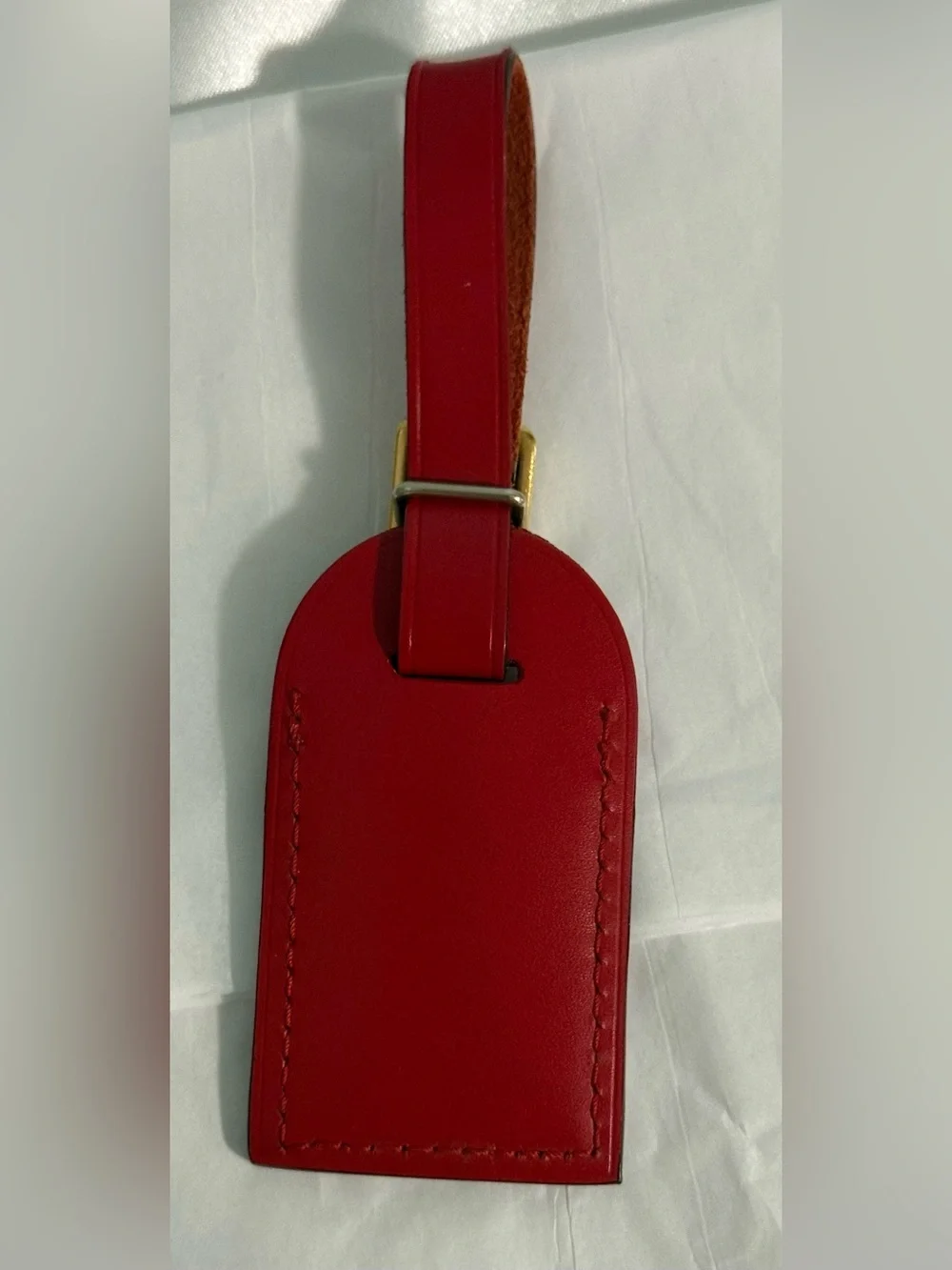 Louis Vuitton Red Leather Mini luggage Tag with Gold tone hardware! Like New